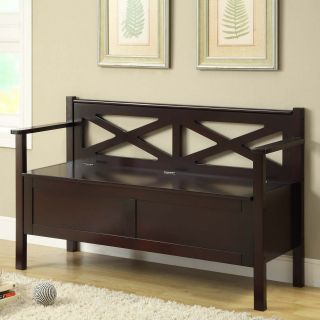 Monarch X Back Wood Storage Bench   Cappuccino   Indoor Benches