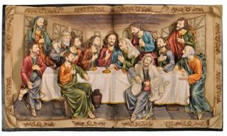 Last Supper Hanging Wall Art in 3D   33W x 19H in.   Wall Sculptures and Panels