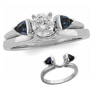 Ann Harrington Jewelry 14k White Gold Genuine Trillion Cut Blue Sapphire Ring Enhancer Jewelry