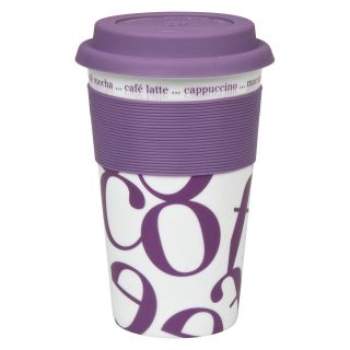 Konitz Script Collage Purple To Stay and To Go Mugs   Set of 2   Coffee Mugs
