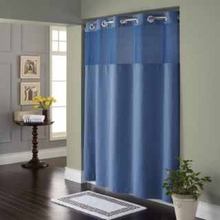 Hookless Moonlight Blue Diamond Pique Mystery Shower Curtain with It's a Snap PEVA Liner   Shower Curtains