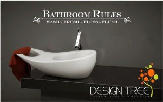 BATHROOM RULES WASH BRUSH FLOSS FLUSH Vinyl wall quotes bathroom sayings home art decor decal ~MATTE BLACK~   Home Decor Products