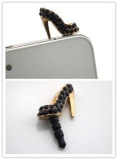 Nine States Diamond Bling Sexy High heel Shoe Design 3.5mm Anti Dust Earphone Jack Plug Charm for Apple iphone5 iphone4/4S itouch4 itouch5 and Samsung Galaxy S2/S3/S4 Note Note2 Sony HTC Blackberry Color Varies(black) Cell Phones & Accessories