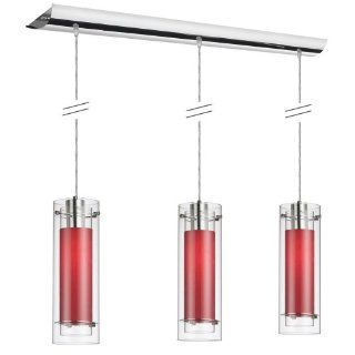 Dainolite 22153 CL 795 PC 3 Light Pendant Clear Glass with Fabric Insert, Polished Chrome Red   Ceiling Pendant Fixtures  