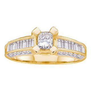 1.00CTW DIAMOND LADIES BRIDAL RING WITH 0.40CT PRINCESS CUT CENTER Engagement Rings Jewelry