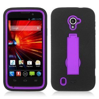 ZTE Majesty 796C 3 in 1 Bundle for Straight Talk Net 10   Purple Hybrid Duo Shield Tough Armor Case with Stand and SureGrip Skin Cover + Crystal Clear Screen Protector + SportDroid Transparent/Clear Decal Cell Phones & Accessories