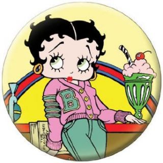 Betty Boop Soda Fountain Button 81512 Novelty Buttons And Pins Clothing