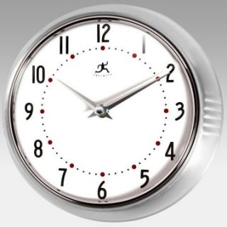 Infinity Instruments Silver Round Metal Retro Wall Clock   Wall Clocks