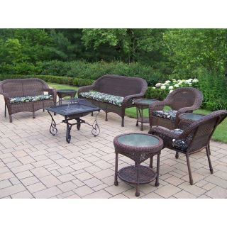 Oakland Living All Weather Wicker Conversation Set with Fire Pit   Conversation Patio Sets