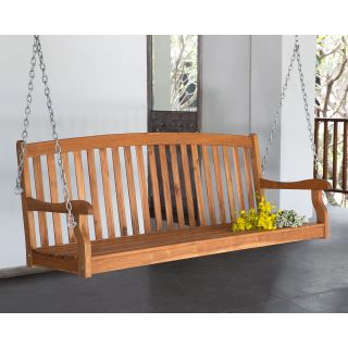 Coral Coast Pleasant Bay Curved Back Porch Swing   Natural Stain   Porch Swings