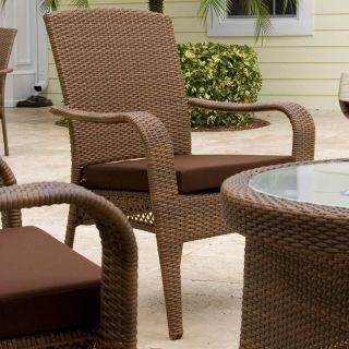 Hospitality Rattan Grenada Patio Lounge Chair   Viro Fiber Antique Brown   Outdoor Lounge Chairs