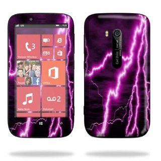 MightySkins Protective Skin Decal Cover for Nokia Lumia 822 Cell Phone T Mobile Sticker Skins Purple Lightning Cell Phones & Accessories