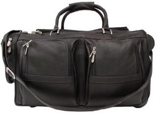 Piel Leather Duffel Bag with Pockets on Wheels   Sports & Duffel Bags