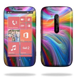 MightySkins Protective Skin Decal Cover for Nokia Lumia 822 Cell Phone T Mobile Sticker Skins  Rainbow Waves Cell Phones & Accessories