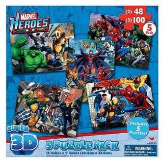 Marvel Heroes Super 3D   5 Puzzle Pack Toys & Games