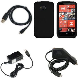 iFase Brand Nokia Lumia 822 Combo Rubber Black Protective Case Faceplate Cover + Home Wall Charger + Rapid Car Charger + USB Data Charge Sync Cable for Nokia Lumia 822 Cell Phones & Accessories