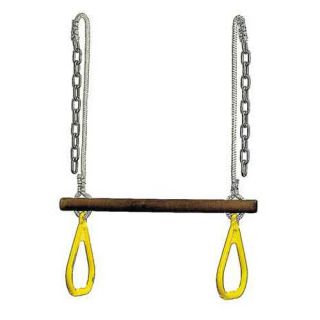 Wood Dowel Trapeze Swing With Rings   Swing Set Accessories