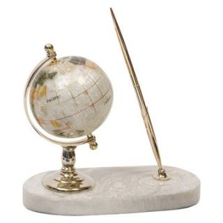 Mother of Pearl 3 in. Gemstone Globe Pen Desk Set   Globes