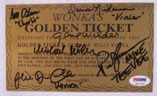 Willy Wonka Cast Signed 4x7 Golden Ticket Gene Wilder PSA/DNA COA Ostrum Cole Nickerson Themmen Bollner Entertainment Collectibles