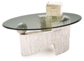 Ponte Verde Oval Glass Coffee Table   Coffee Tables