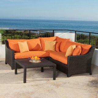 RST Outdoor Deco Tikka 4 Piece Corner Sectional Sofa and Coffee Table Set   Conversation Patio Sets