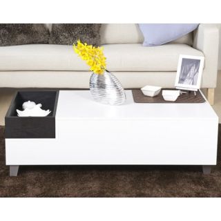 Furniture of America Jade Modern White Coffee Table with Serving Block   Coffee Tables