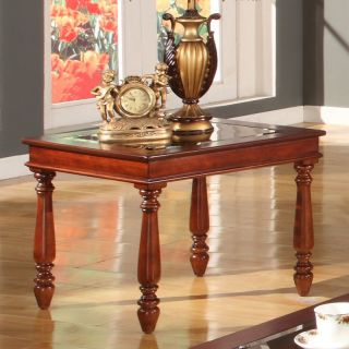 Parker House Andrews Rectangle Traditional Cherry Wood and Glass End Table   End Tables