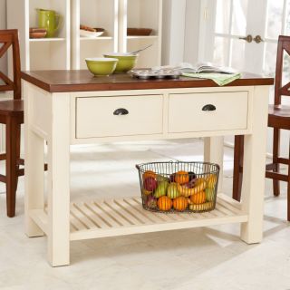 Belham Living Carlton Kitchen Island with Pass Through Drawers   Antique White   Kitchen Islands and Carts