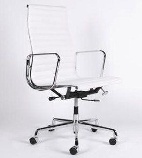 Aluminum Group Management High Back Chair White Leather   Task Chairs