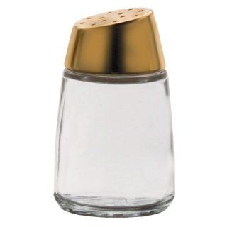 Vollrath 802G 12 Traex Dripcut Glass Salt / Pepper Shaker w/ Gold Lid