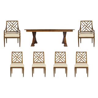 Stanley Continuum 7 pc. Double Pedestal Candlelight Cherry Dining Set with Candlelight Chairs   Dining Table Sets