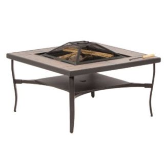Alfresco Home Canyon Square Wood Burning Fire Pit Table   Fire Pits