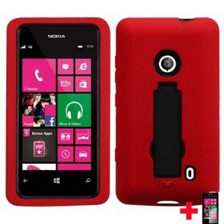 NOKIA LUMIA 521 BLACK RED SYMBIOSIS HARD HYBRID KICKSTAND CELL PHONE CASE COVER + FREE SCREEN PROTECTOR, FROM [TRIPLE 8 ACCESSORIES] Cell Phones & Accessories