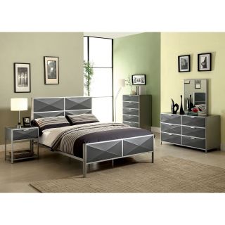 Furniture of America Bronx Metal Platform Bed   Silver and Dark Gray   Platform Beds