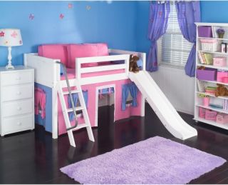 Wow Girl Panel Low Loft Tent Bed with Slide   Loft Beds