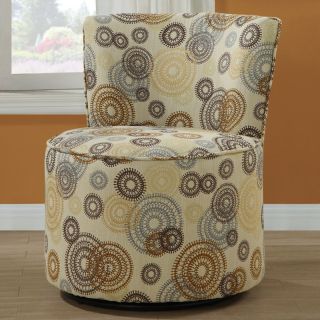 Monarch Circular Earthtone Fabric Accent Chair with Swivel Base   Accent Chairs