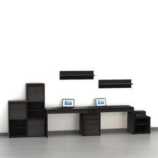 Nexera Sereni T 2 Person Desk with Filing Cabinet   Black   Desks