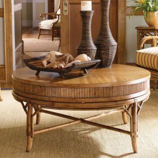 Tommy Bahama by Lexington Home Brands Beach House Oyster Cove Round Golden Umber Wood Cocktail Table   Coffee Tables