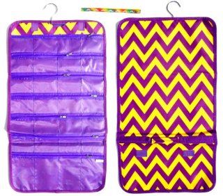 Best Purple and Yellow Chevron Hanging Jewelry Travel Bag Roll by TravelNut (Style 2) Hanging Jewelry Organizer with No Metal Headband. Trendy Gift Ideas for Women. Guaranteed to please Health & Personal Care