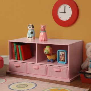Badger Basket Shelf Storage Cubby with Three Baskets   Pink   Toy Storage