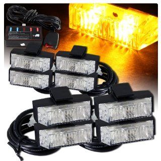 Low Profile LED Grille Clip on Mounting Emergency Strobe Lights   Amber Automotive