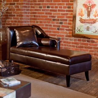 Rolland Leather Storage Chaise Lounge   Indoor Chaise Lounges
