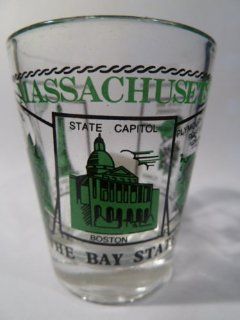 Massachusetts Scenery Green Shot Glass Kitchen & Dining