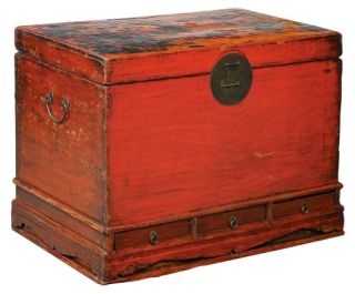 Painted Reclaimed Antique Trunk   Storage Chests
