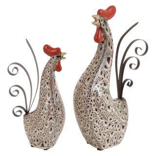 Metal Rooster with Spotted Pattern   Set of 2   Wall Sculptures and Panels