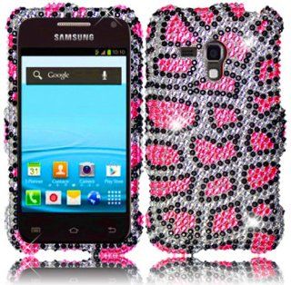 For Samsung Galaxy Rush M830 Full Diamond Bling Cover Case Pink Leopard Cell Phones & Accessories