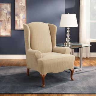Sure Fit Stretch Squares Wing Chair Slipcover   Chair Slipcovers
