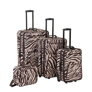 Rockland Luggage 4 Piece Brown Zebra Expandable Rolling Luggage Set   Luggage Sets