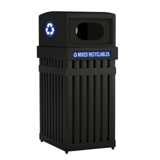 Commercial Zone Archtec Single Parkview Steel Slotted Recycling Container   Oval Opening   Recycling Bins
