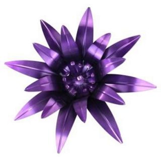 Metal Flower Wall Decor with Rhinestones   Purple   Outdoor Sculptures and Statues